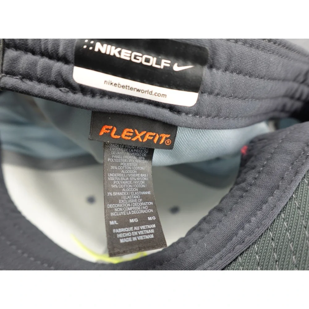 Nike‎ Golf Vapor RZN Hat Mens M/L Grey Neon Yellow Flexfit Baseball Cap